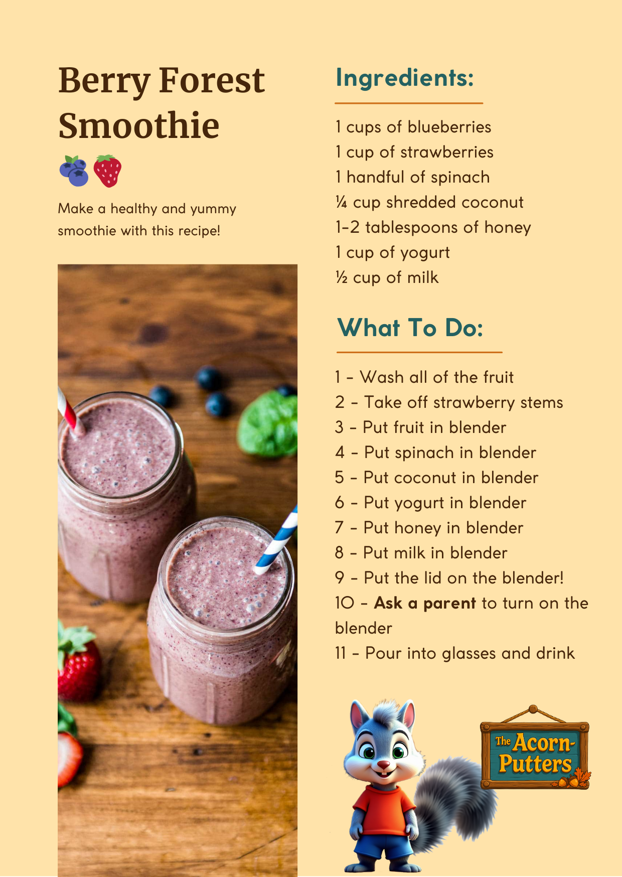 Berry Forest Smoothie Recipe Card