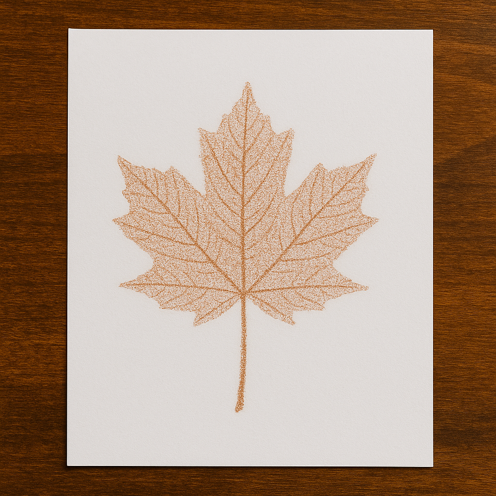 Maple leaf rubbing photo