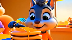 Scamp eating pancakes